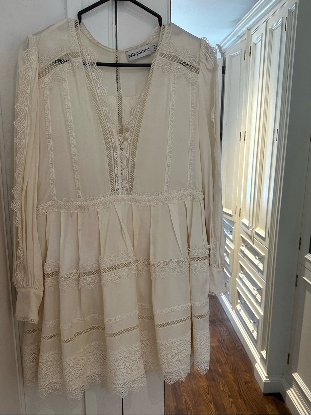 Self portrait cream silk dress